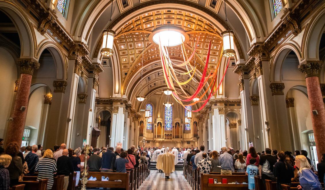 Interior shot of the St. James Cathedral for grad mass