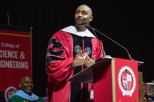 Doug Baldwin Jr speaking at UG ceremony