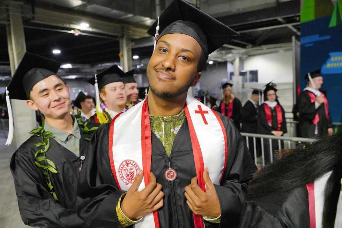 UG commencement man closeup